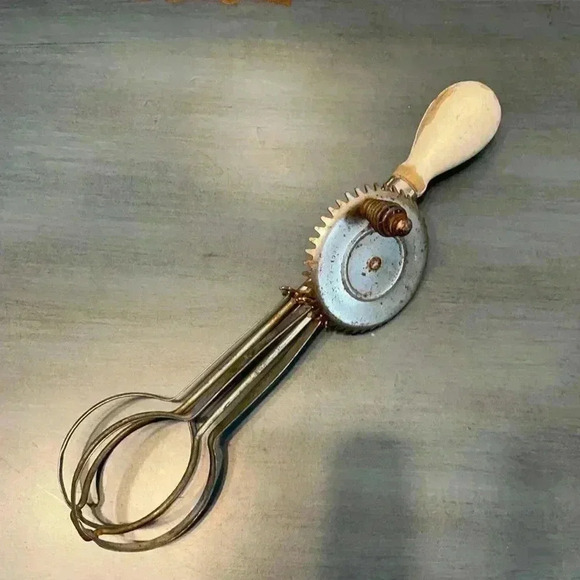 Antique Hand Mixer w/ Wood Handle - Picture 1 of 5